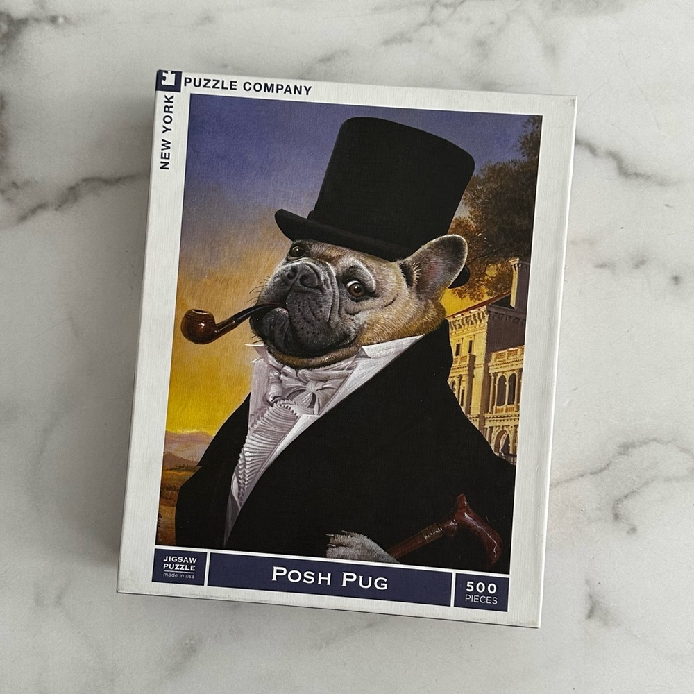 New York Puzzle Company Posh Pug 500 Piece Jigsaw Puzzle